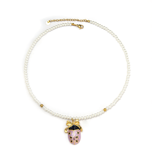 Collier de perles avec pendentif coccinelle plaqué or, acier inoxydable 316L, bijoux durables et résistants pour femmes - Product Image 2