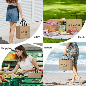 <span class=keywords><strong>Borsa</strong></span> Grande <span class=keywords><strong>da</strong></span> Spiaggia in <span class=keywords><strong>Juta</strong></span> Impermeabile Ecologica Riutilizzabile per Picnic, Shopping, Viaggi e Regali - Product Image 5