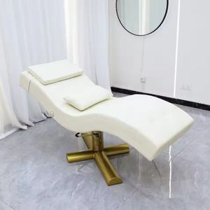 Modern Luxury High Quality Beauty Salon Furniture Pink Leather Facial Spa <b>Bed</b> Stainless Steel Base Lash <b>Bed</b> Curved Beauty <b>Bed</b> - Product Image 2