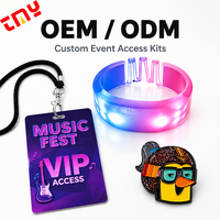 Bracelet LED, Badge d'événement, Passe de porte en PVC, Carte d'identité RFID étanche, Épinglette en émail, Logo personnalisé, Ensemble combiné pour festival, concert, fête