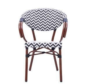 Chaise de jardin en rotin avec structure en aluminium, chaise en rotin tressé, chaise de bistrot parisienne pour café, restaurant - Pragos - Product Image 1