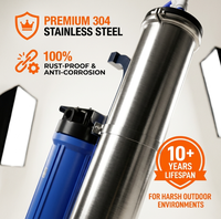 Système d'eau RO portable de qualité commerciale en acier inoxydable 304, boîtier 4040, purificateur robuste sur chariot avec roues anti-crevaison de 10 pouces