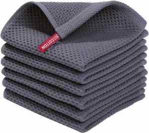 Chiffons de cuisine en coton gaufré, serviettes à vaisselle ultra douces et absorbantes pour le nettoyage et le séchage à la maison - Product Image 1