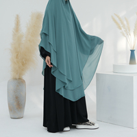 Vente chaude Femmes Prière Musulmane Hijab Plain Solid Color Overhead 2 Couches Flowy Chiffon Ladies Khimar