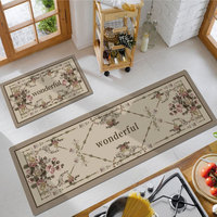 Ensemble de tapis de cuisine rétro noir et blanc à fleurs, tapis de sol antidérapants et imperméables, tapis long pour la décoration de la cuisine et du couloir