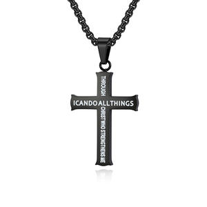 Cross <b>Necklace</b> For Men Stainless Steel Pendant Chain Jewelry Fashion <b>Statement</b> Piece Street Style Accessories - Product Image 5