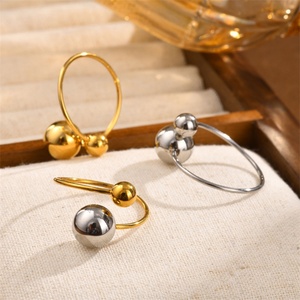 Fashion Personalized Jewelry <b>Ring</b> Gold Plated Stainless Steel Beads <b>Adjustable</b> <b>Rings</b> for Women - Product Image 2