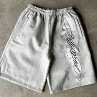 Pantalon de survêtement épais et personnalisé en coton doux lavé, style streetwear, broderie 3D vintage, respirant, élastique, coupe sport, avec lettres, longueur genou