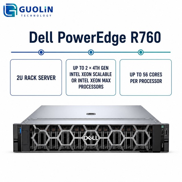 Enterprise Virtualization 2U Dual-Socket DDR5 NVMe PCIe 5.0 Storage for Data Center Dell PowerEdge R760 Rack Server