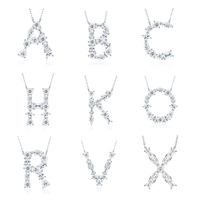 Collier Pendentif Personnalisé en Argent Sterling 925 pour Femme, Lettre Initiale M B Certifiée GRA, Moissanite VVS1