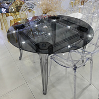 Nouvelle conception de tables d'appoint pour chambres à coucher, plateau en verre transparent, table ronde, petite table basse en acrylique, meubles