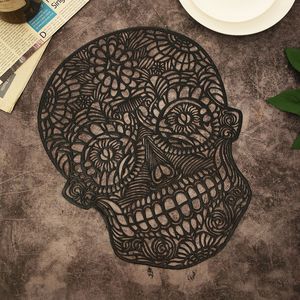 แผ่นรองจานลายหัวกะโหลกสไตล์ยุโรปอเมริกัน ดีไซน์ทันสมัยแบบมินิมอล วัสดุ PVC โปร่งแสง  นำเข้าจากต่างประเทศ - Product Image 3