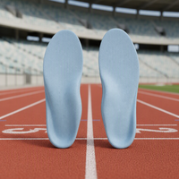 Semelles intérieures de chaussures en maille tricotée respirante bleu clair, semelles de sport amortissantes avec soutien de la voûte plantaire en PU et coque de talon pour l'entraînement, la marche et le travail