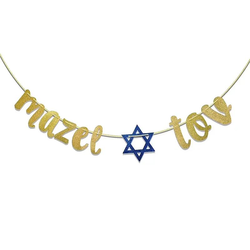 Mazel Tov Glitzer-Banner Zeichen Bar Mitzvah jüdische Dekoration Brautdusche Verlobungsfeier Party Glückwunsch Hochzeit Party-Banner