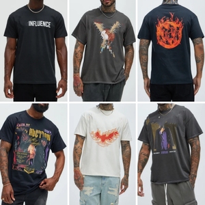 Vente directe d'usine, t-shirt à manches courtes et col rond, t-shirt en coton pour hommes grands et corpulents, livraison aléatoire de styles variés - Product Image 6