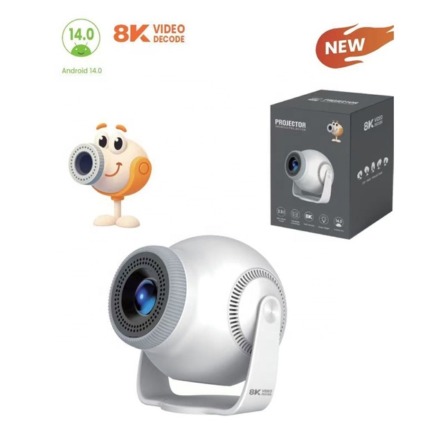 New Design TP360 Mini Projector 200 ANSI WiFi 6 BT5.4 Dual Band Portable Android 14 Smart Movie Projector HD Home Theater TP360
