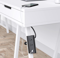 Multiprise de bureau à fixation par pince avec charge rapide USB, 2 prises, station de charge QC pour table de bureau à domicile