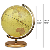 Globe Antique de 30cm, Modèle de Terre, Carte du Monde, Décoration de Bureau, Grand Globe Antique