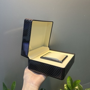 Premium Carbon Fiber <b>Watch</b> Box Rectangle Shape Protective <b>Case</b> with Faux Leather Interior for Men's <b>Watches</b> Storage - Product Image 4
