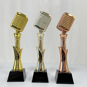 Trofeo di canto musicale MH-NJ00892 premio buona voce trofeo di resina di cristallo oro argento bronzo microfono ancora che ospita trofeo - Product Image 1