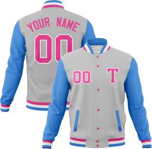 Veste de baseball unisexe vintage décontractée pour l'hiver, en laine avec manches en cuir, logo personnalisé, service OEM, toile coupe-vent - Product Image 2