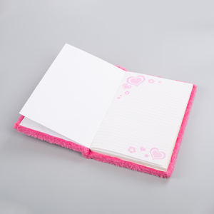 Cuaderno de piel sintética de sublimación rosa, cuadernos de cubierta suave de felpa esponjosa de color sólido - Product Image 3