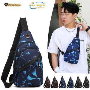 低价印花防水胸包带耳机防水牛津斜挎男女单肩包 - Product Image 1