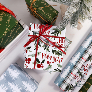 Venta al por mayor de alta calidad, 80g, envoltura de papel a cuadros de Navidad desechable recubierta, 43*300cm, regalo, rollo de embalaje personalizado de lujo - Product Image 6