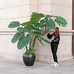 Tamaño personalizable de alta calidad gigante Artificial Monstera follaje bonsái árbol en maceta jarrón maceta para decoración del hogar diseño de interiores - Product Image 3