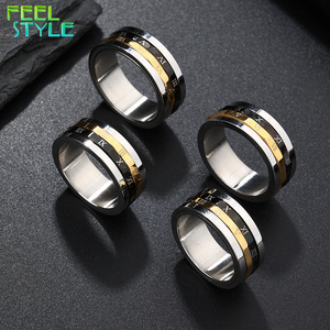 Cincin Wanita Klasik Vintage Stainless Steel 2 Lapis Dapat Diputar Cincin Kepribadian Ukiran Angka Romawi Cantik - Product Image 1