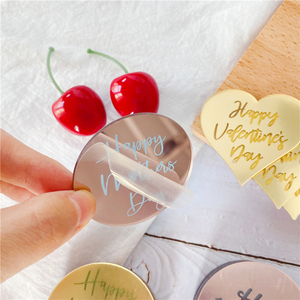Decorazione per <span class=keywords><strong>Torta</strong></span> di Compleanno in Acrilico a Forma di Disco Specchiato Dorato con Scritta 'Happy Birthday' per Baby Shower e Dessert - Product Image 5