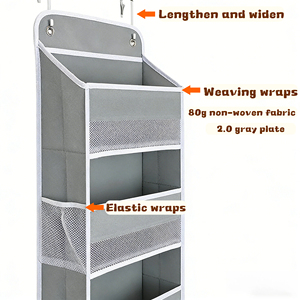 Sac de rangement multifonctionnel à suspendre sur la porte avec tissu non tissé 80g, carton gris 2.0 et crochets métalliques larges pour entrée, dortoir - Product Image 1