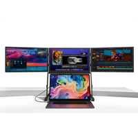 Moniteur triple écran 15,6'' FHD tactile IPS ultra-fin / Moniteur PC USB-C Plug-and-Play pliable pour ordinateur portable et gaming