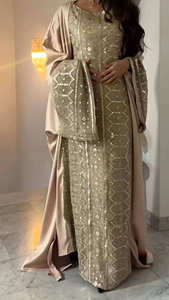 Elegante Set di Abiti per l'Eid al-Fitr, Lussuoso Completo Ricamato con Gonne Interne ed Esterne, <span class=keywords><strong>Abbigliamento</strong></span> Elegante per Donne Musulmane, Set Abaya - Product Image 2