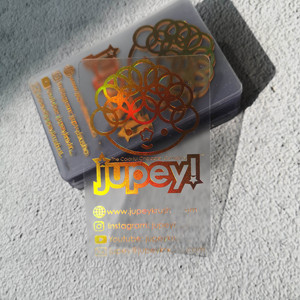 Cartes de visite transparentes en <span class=keywords><strong>PVC</strong></span> imprimées en offset CMYK avec feuille holographique arc-en-ciel brillante et estampées à chaud - Product Image 3