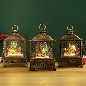 Christmas Snowman Falling Snow Music Box Battery Operated LED Plastic Water Lantern Portable Gift Decoration Desktop <b>Light</b> <b>Light</b> - Product Image 2