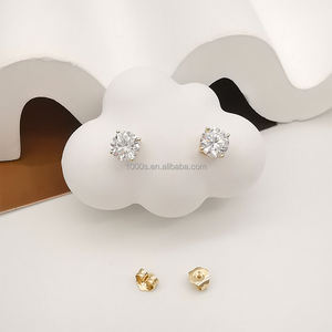 أقراط مرصعة بالزركون الدائرية 4-9 قيراط ذهبية حقيقية بتصميم كلاسيكي 14 قيراط للنساء - Product Image 5