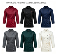 Veste de chef à manches longues, blouses de chef en sergé, uniforme de service alimentaire unisexe pour hôtel, restaurant, cantine, boulangerie, polyester tricoté