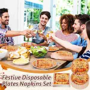 9 Inches Modern Fall Theme Paper <b>Plates</b> Hot Selling Factory Direct Holiday Party Supplies Give Thanks - Product Image 4