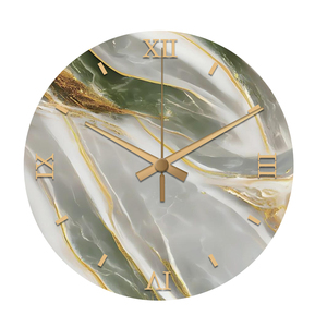 ساعات حائط أوروبية حديثة من الزجاج المقسى والرخام مخصصة لديكور غرفة المعيشة والمنزل - Product Image 6