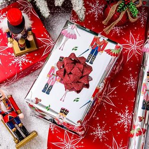 Christmas Wrapping Paper <b>Nutcracker</b> Pattern Red Silver Snowflake Double Side Metallized Paper Gift Wrapping Paper - Product Image 2