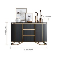 Buffet de salle à manger de luxe avec dessus en acier inoxydable pour bar à domicile, salon, restaurant, hôtel