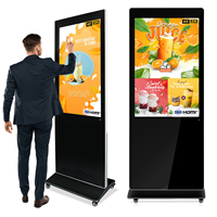Écran LCD sur pied pour intérieur de 65, 55, 43 et 32 pouces, kiosque autoportant avec lecteur publicitaire LED, caméra Wifi, système de sécurité