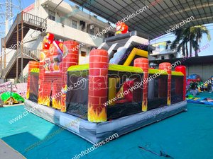 Structure gonflable personnalisée sur le thème des pompiers, avec toboggan combiné, <span class=keywords><strong>château</strong></span> gonflable <span class=keywords><strong>de</strong></span> saut pour pompiers, aire <span class=keywords><strong>de</strong></span> jeux et parcours d'obstacles pour enfants - Product Image 3