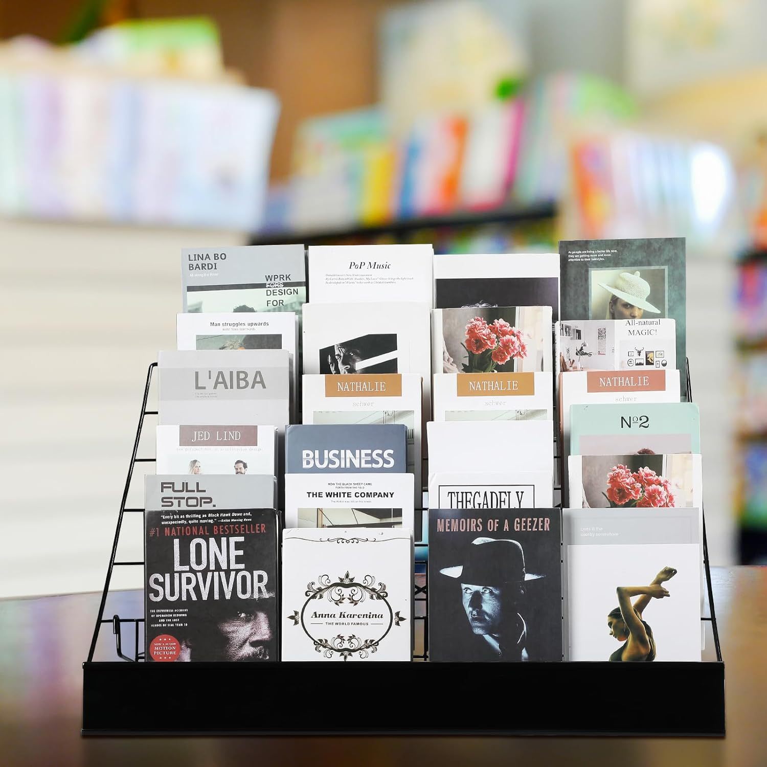 6 Layer Countertop Rack Book Wide Wire Tabletop Stand Magazine for Book Brochure Literature Comic Greeting Card Shelf Holder — view 4