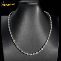 Nouveautés Haute Qualité Mode Glacé Croix 3MM Fleur 925 Collier En Argent Moissanite Chaîne De Tennis