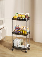 Chariot de rangement à 3 niveaux transparent sur roulettes, organisateur mobile pour entrée avec patères intégrées pour les fournitures quotidiennes à la maison