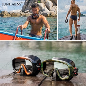JUNHAIINS مقاوم للماء مضاد للضباب أقنعة غوص زجاجية للكبار مع أنبوب تنفس للغطس تحت الماء - Product Image 4
