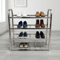 Meuble à chaussures moderne et audacieux en acier inoxydable, multifonctionnel, 4 étagères, rangement domestique, imperméable, durable, pour entrée