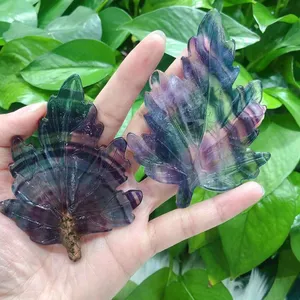 Großhandel natürliche Kristall Ahornblatt Schnitzen Regenbogen Fluorit Traum Amethyst Ozean Jaspis Ahorn Blätter